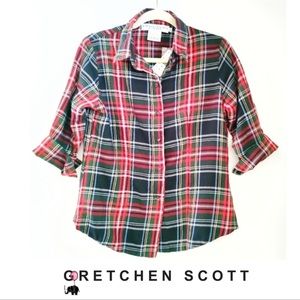 Gretchen Scott Duke Of York Cotton Tartan Plaid Shirt Size XS